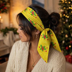 Luxury Christmas Satin Silk Scarf & Twilly Gift Set – Gold