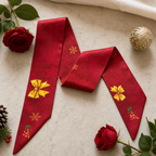 Luxury Christmas Satin Silk Scarf & Twilly Gift Set – Red