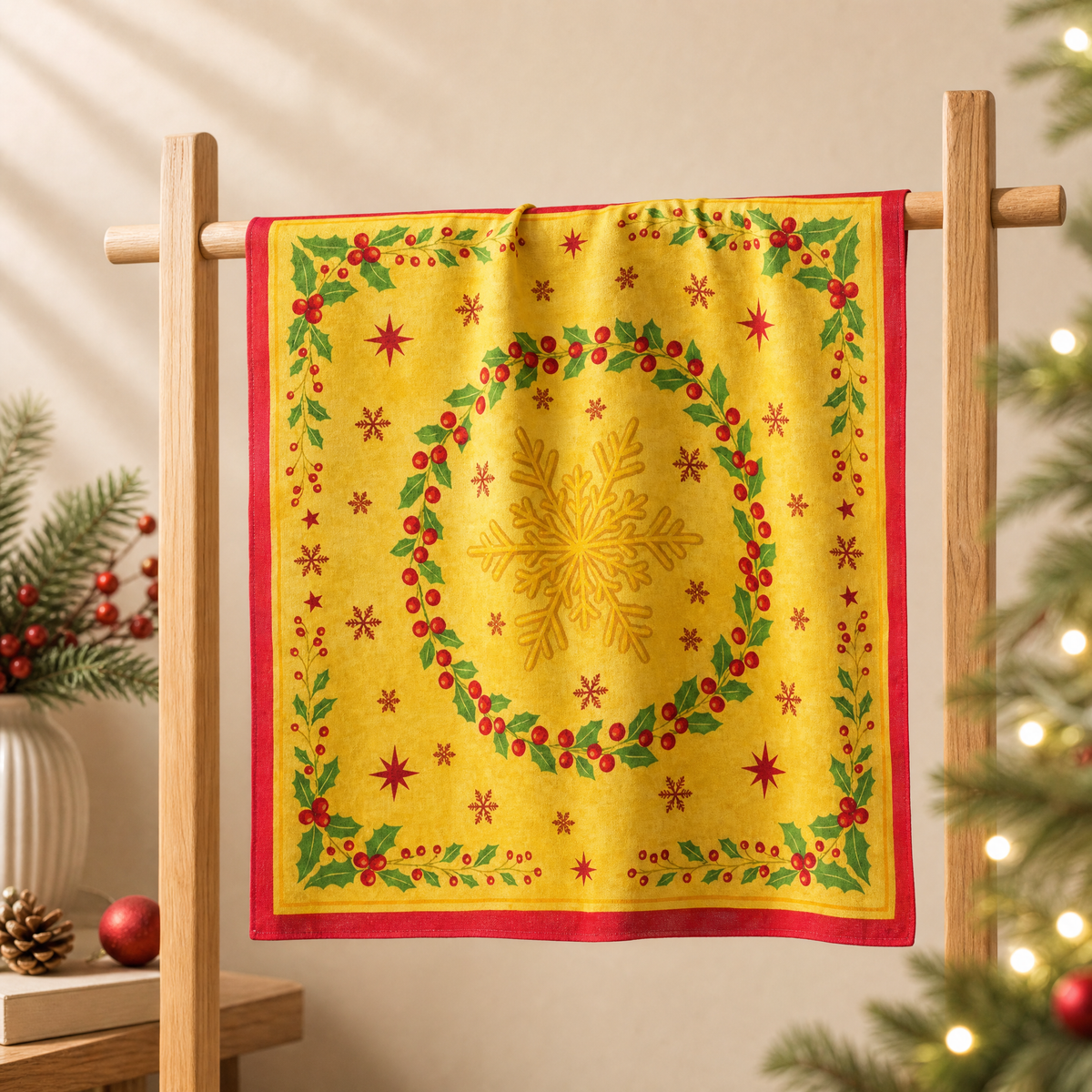 Luxury Christmas Satin Silk Scarf & Twilly Gift Set – Gold