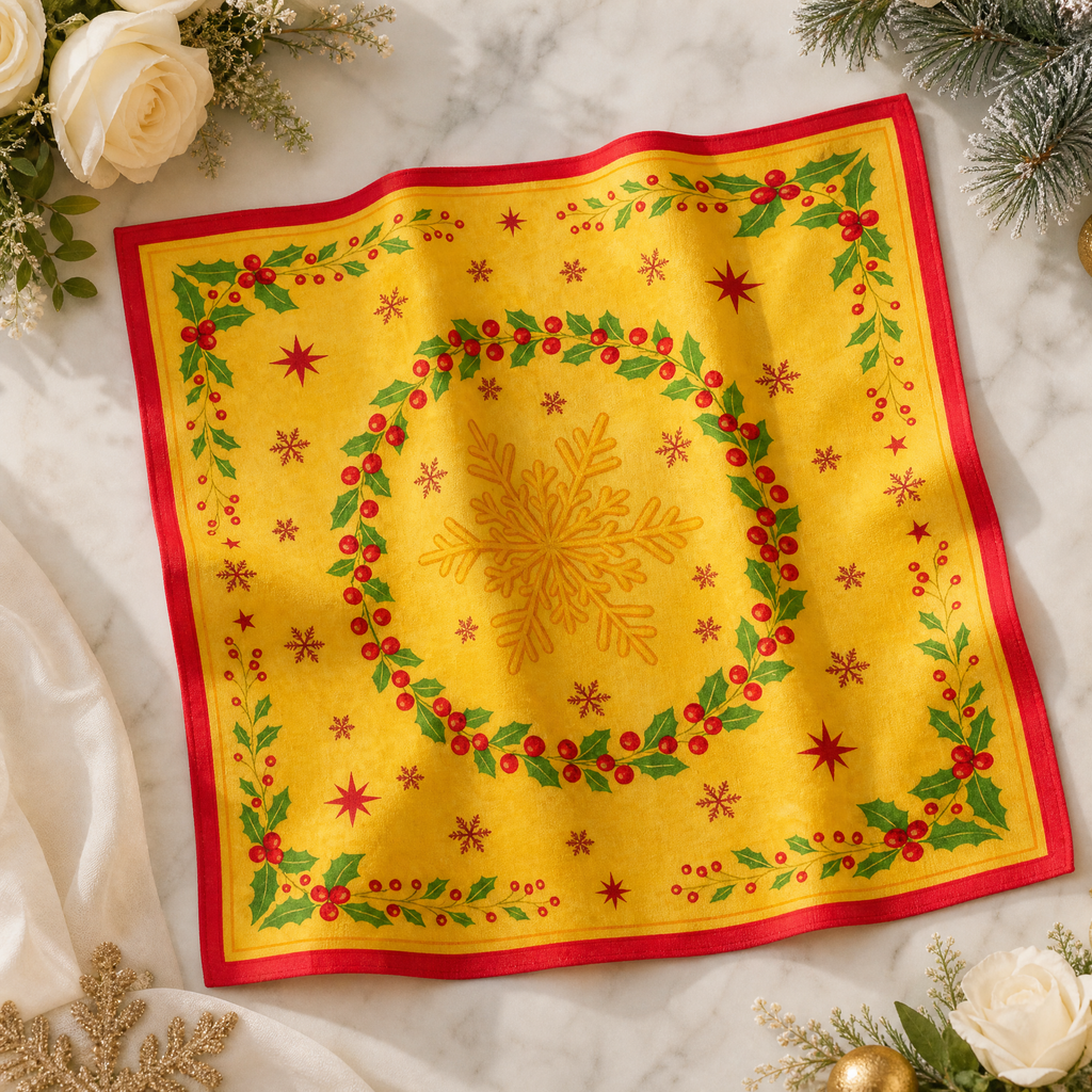 Luxury Christmas Satin Silk Scarf & Twilly Gift Set – Gold