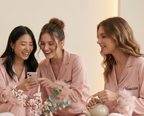 Personalized Bridesmaid Satin Pajama Set with Feather Cuffs
