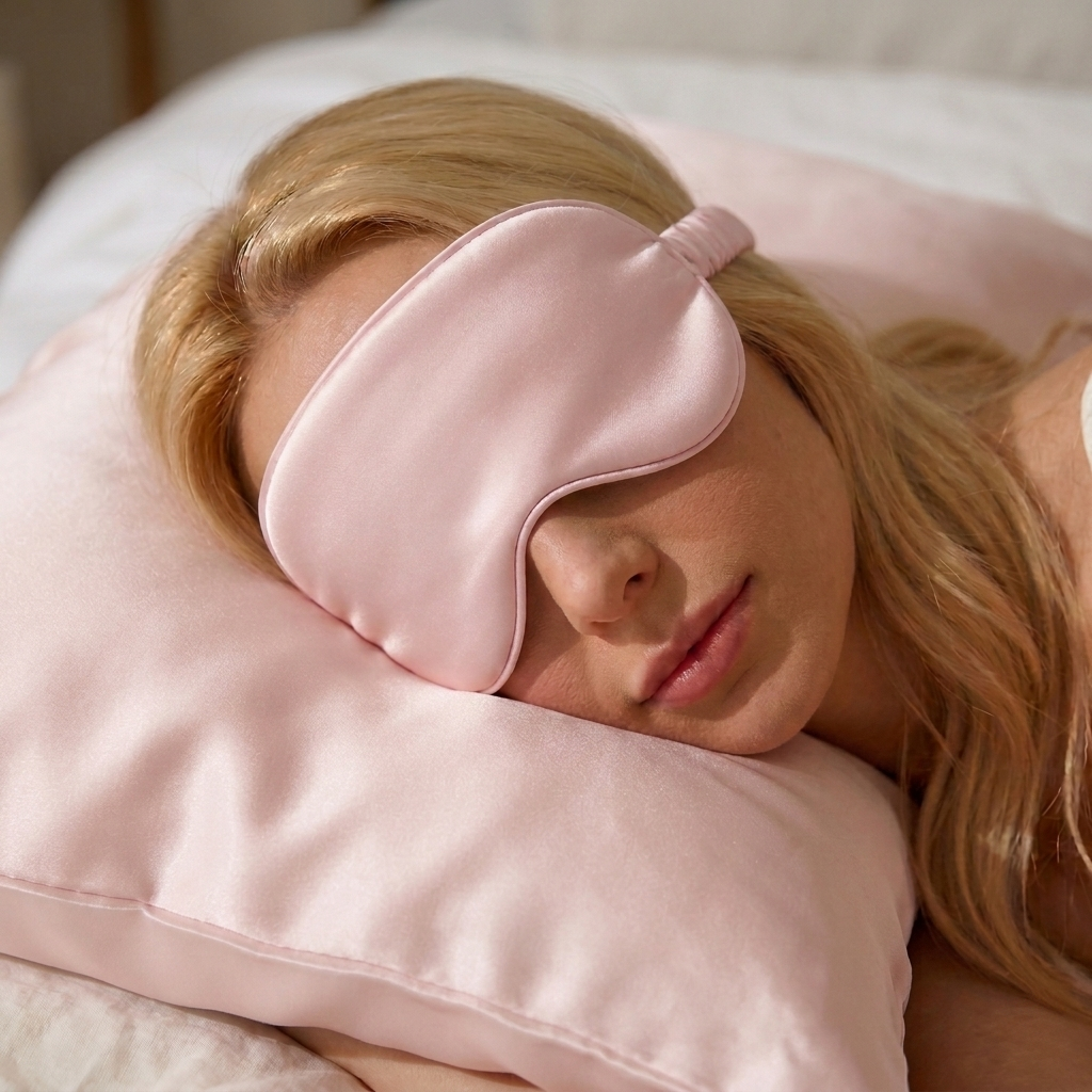 Luxury Satin Sleep Gift Set – Silk Eye Mask, Satin Scrunchie & Travel Pouch | Self Care Gift for Women