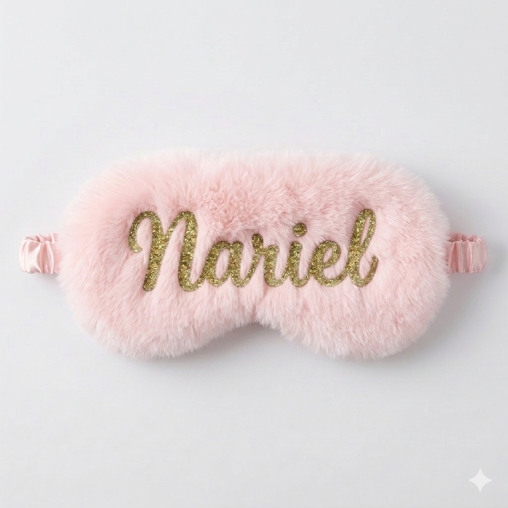 Blush Pink Plush Sleep Mask – Soft Elastic Eye Mask for Travel & Sleep
