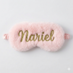 Blush Pink Plush Sleep Mask – Soft Elastic Eye Mask for Travel & Sleep