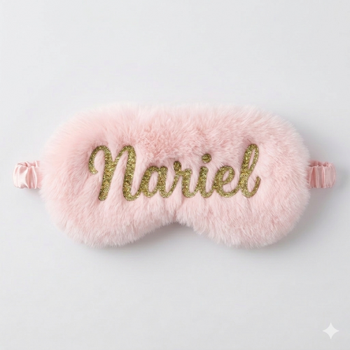Blush Pink Plush Sleep Mask – Soft Elastic Eye Mask for Travel & Sleep