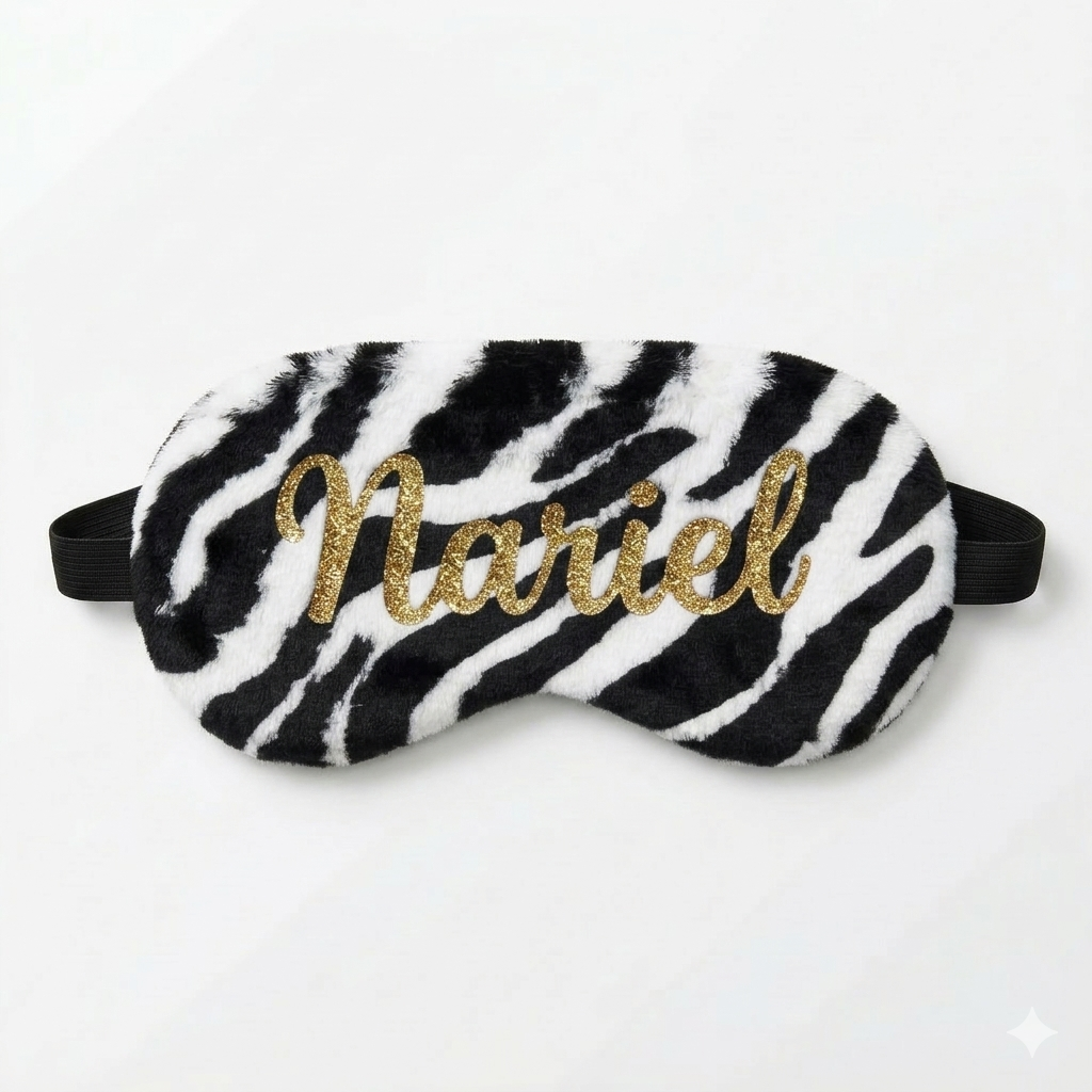 Zebra Plush Sleep Mask – Personalized Name Embroidery