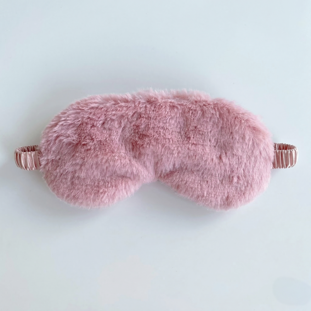 Dusty Pink Plush Sleep Mask – Soft Comfortable Eye Mask for Sleep & Travel