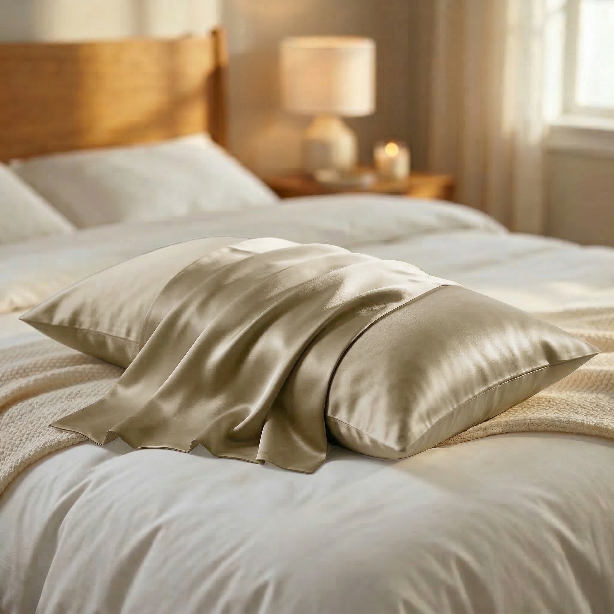 Silk Pillowcase Set of 2 – 22 Momme Silk Pillow Covers with Hidden Zipper | Cooling, Hair & Skin Care | Queen & King Sizes