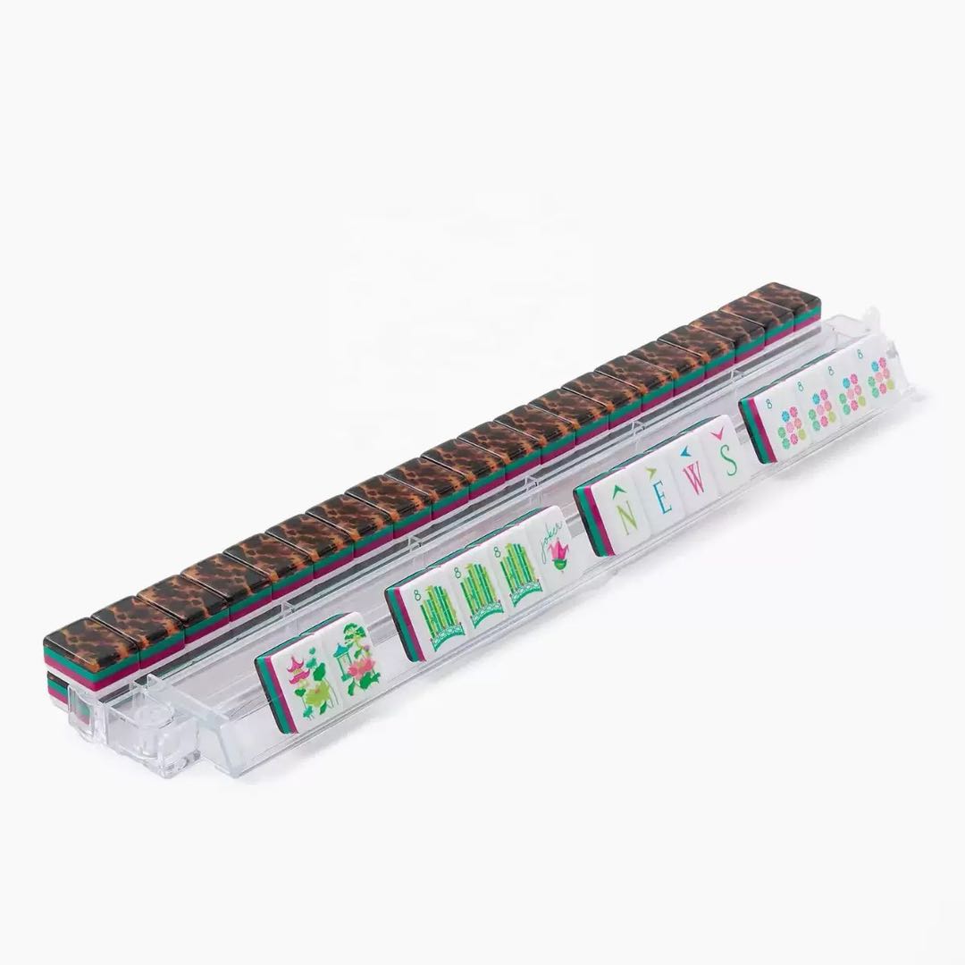 Leopard Print Mahjong Set – 160 Tiles (Acrylic, Engraving + UV Print)