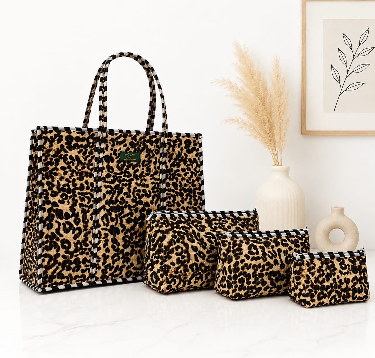 Leopard Print Mahjong Set – 160 Tiles (Acrylic, Engraving + UV Print)