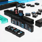 Black Neon Mahjong Set – 166 Tiles (Melamine, Engraving + UV Print)
