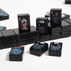 Black Neon Mahjong Set – 166 Tiles (Melamine, Engraving + UV Print)