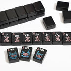Black Neon Mahjong Set – 166 Tiles (Melamine, Engraving + UV Print)