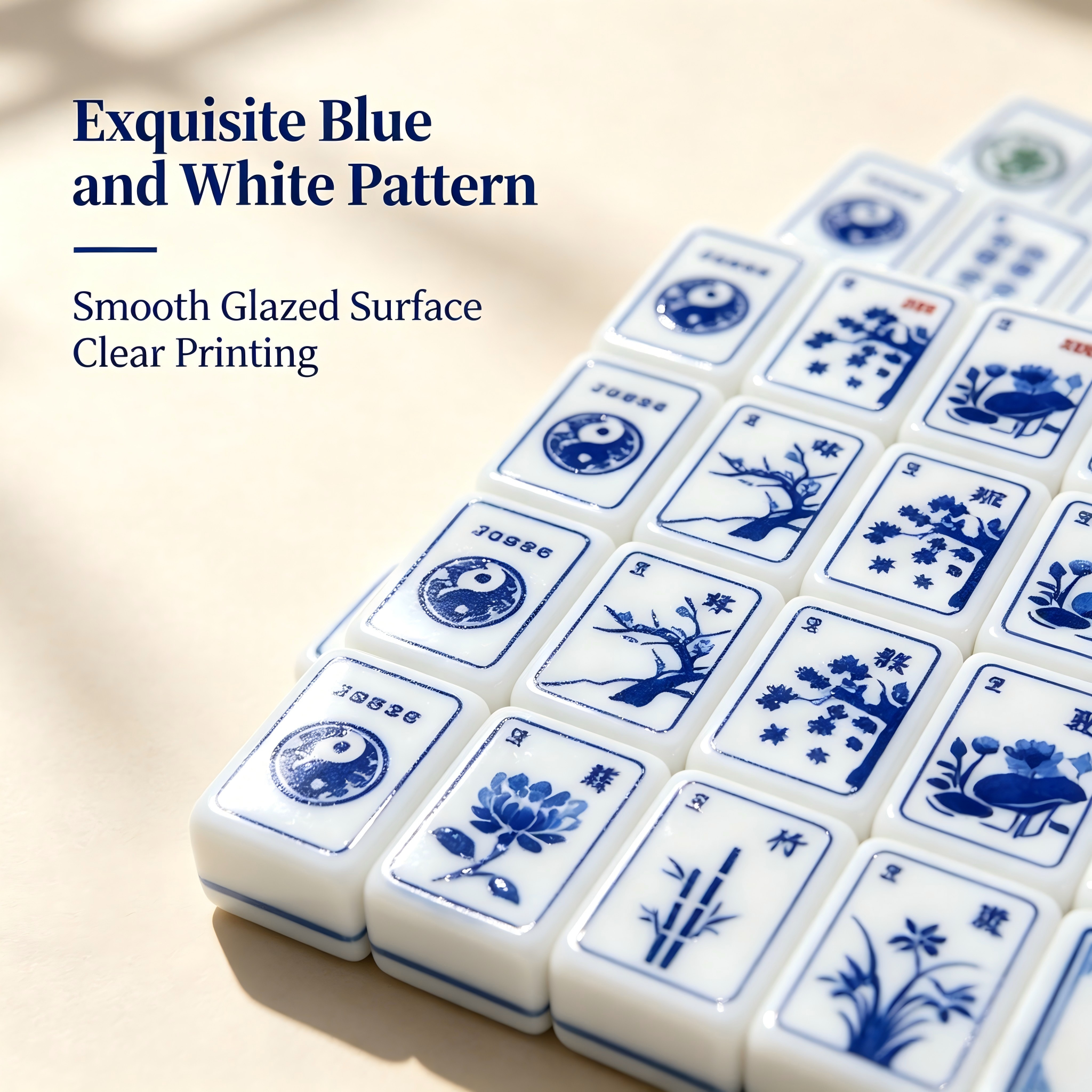 Porcelain Mahjong set styled with blue and white vase
