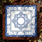 Porcelain Mahjong playing mat with floral border