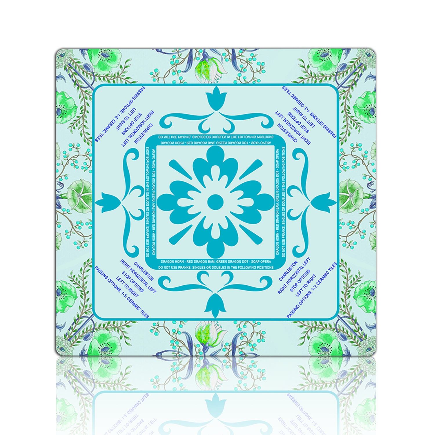 American Mahjong Table Mat – Non-Slip Playing Surface with Guide Design (Floral Edition)