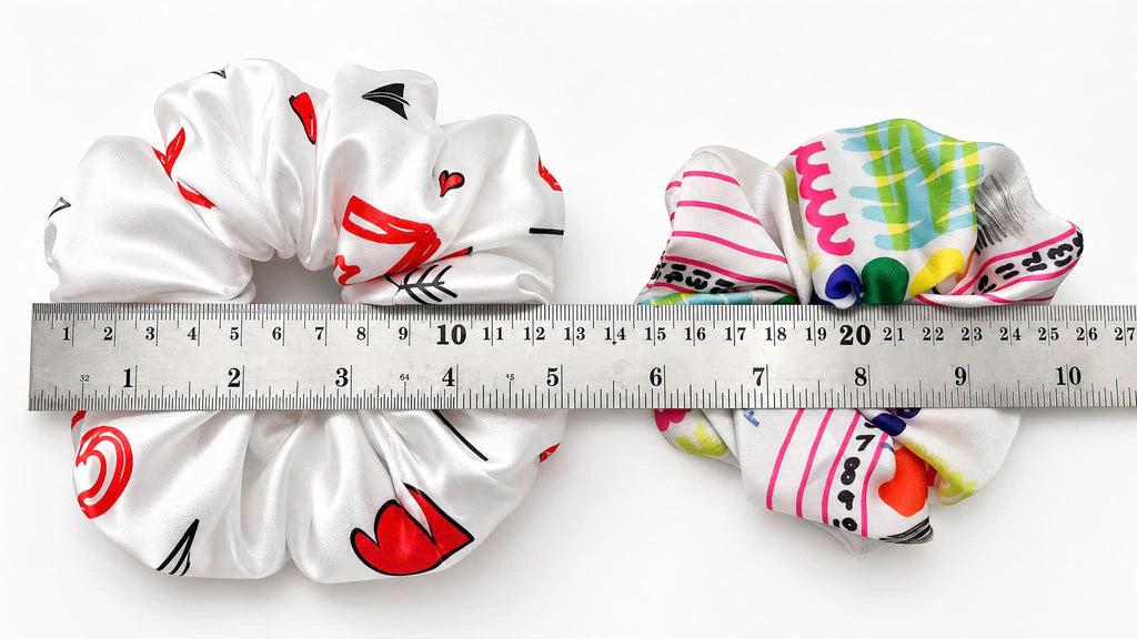 Valentine's Day Satin Sleep Gift Set – Heart Print Silk Eye Mask, Scrunchie & Cosmetic Pouch | Bridesmaid Gift | Self Care Set