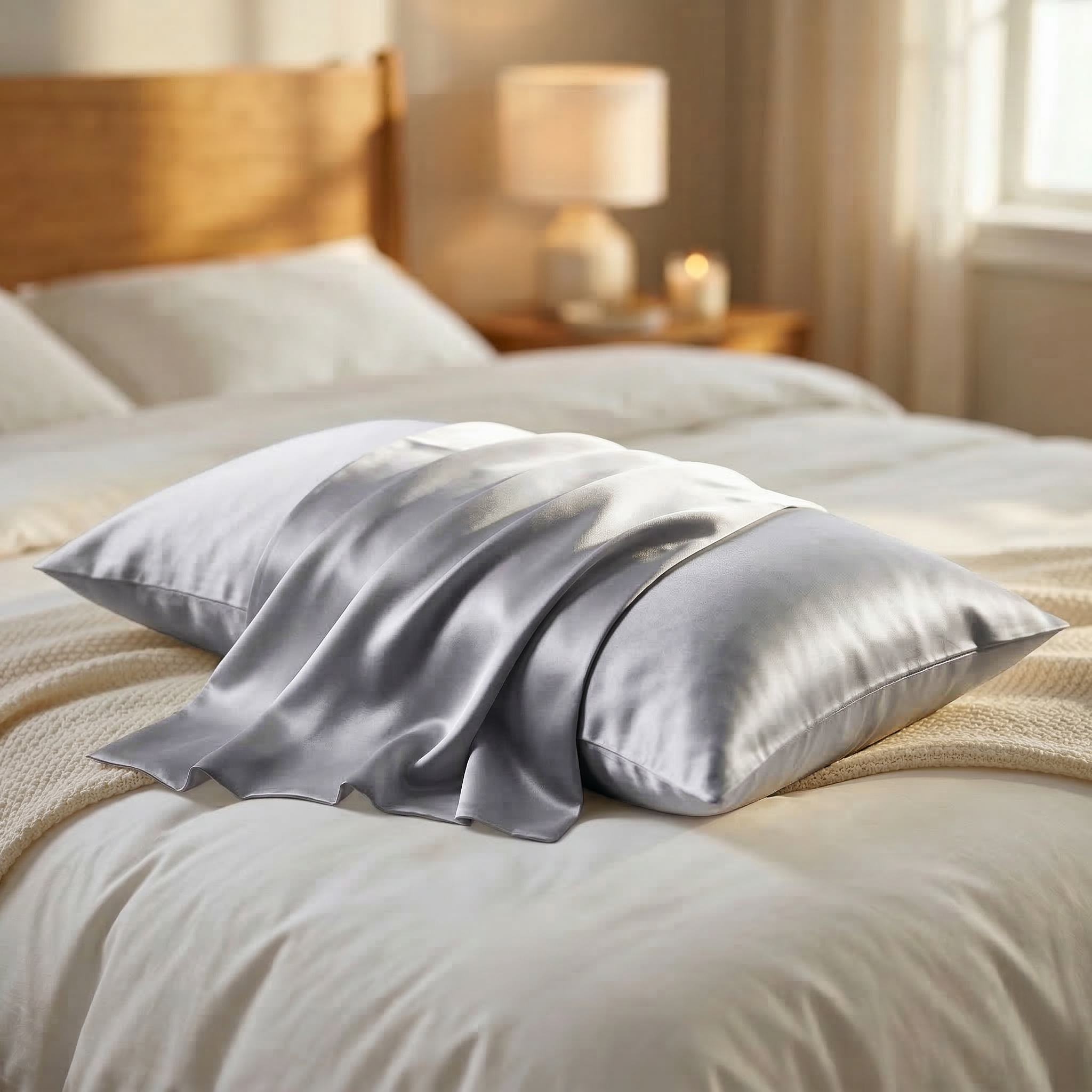 Silk Pillowcase Set of 2 – 22 Momme Silk Pillow Covers with Hidden Zipper | Cooling, Hair & Skin Care | Queen & King Sizes