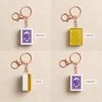 Hong Kong Mahjong Tile Keychain – Purple Engraved Resin Charm