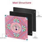 American Mahjong Table Mat with Carry Bag – Pink Peacock Non-Slip Game Mat (32”+)