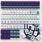 Purple Stripe Mahjong Set – 166 Tiles (Melamine, Engraving + UV Print)