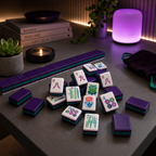 Purple Stripe Mahjong Set – 166 Tiles (Melamine, Engraving + UV Print)
