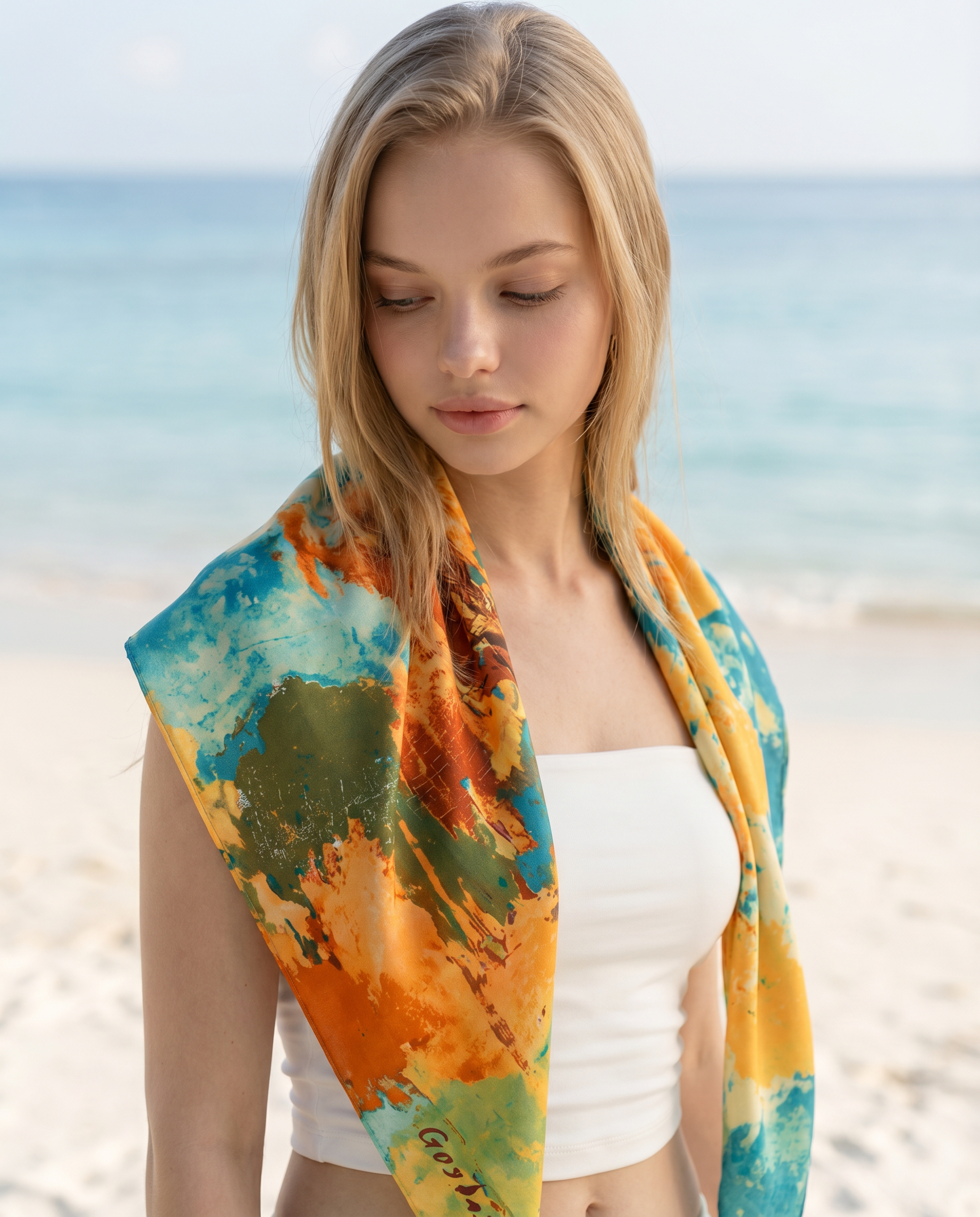Abstract Art Silk Scarf – 90 x 90 cm