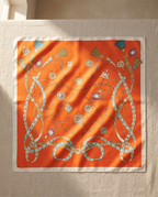 Orange Luxury Silk Neck Scarf for Women – 70x70 Elegant Square Satin Bandana