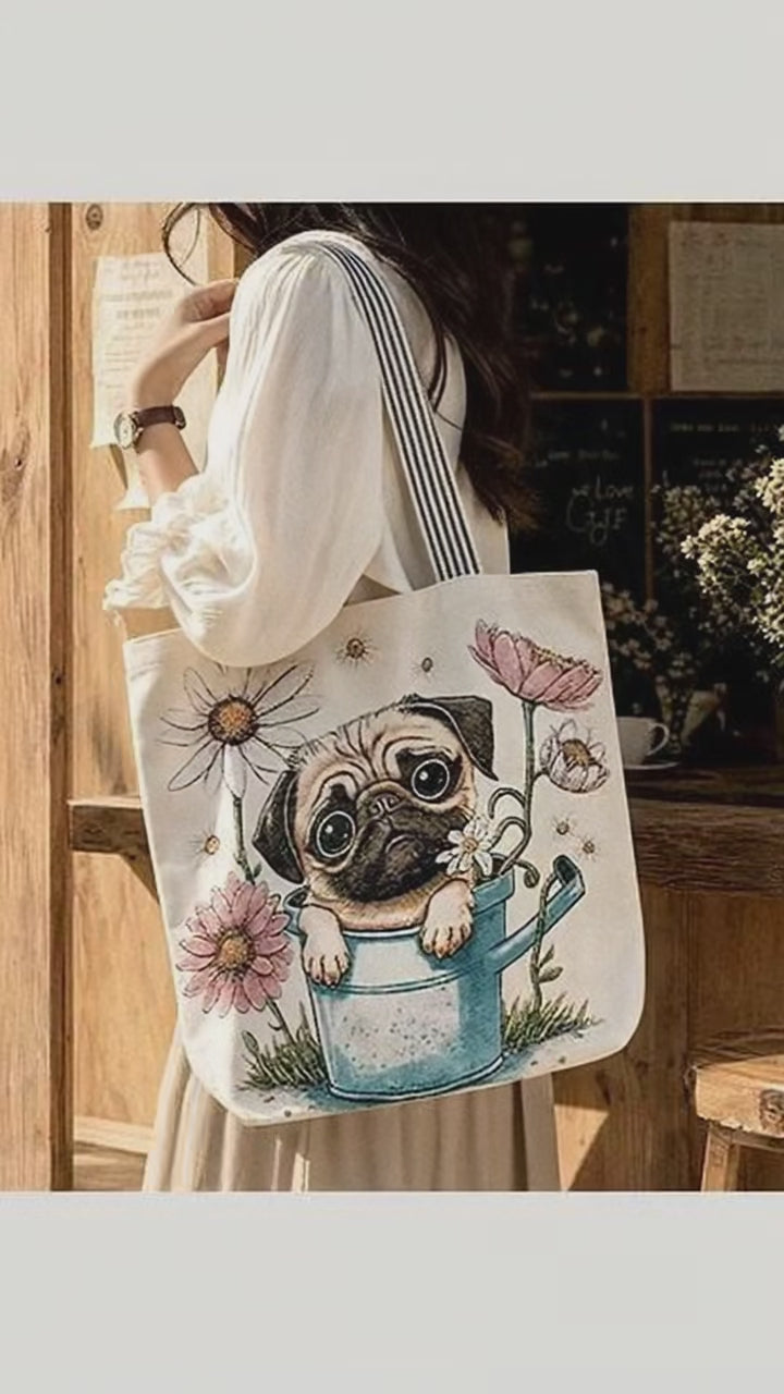 Dog Mom Tote Bag – Puggies | Choose Your Tagline