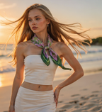 Floral Silk Neck Scarf for Women – Square Bandana Hair & Neck Scarf 70x70 cm