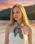 Floral Silk Neck Scarf for Women – Square Bandana Hair & Neck Scarf 70x70 cm
