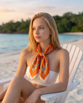 Orange Luxury Silk Neck Scarf for Women – 70x70 Elegant Square Satin Bandana