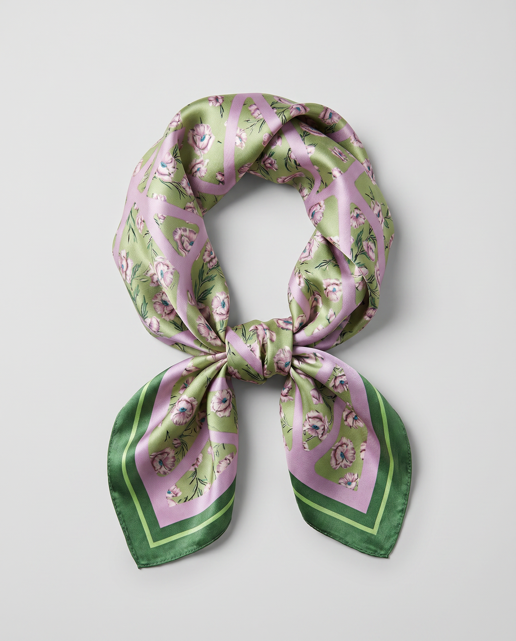 Floral Silk Neck Scarf for Women – Square Bandana Hair & Neck Scarf 70x70 cm