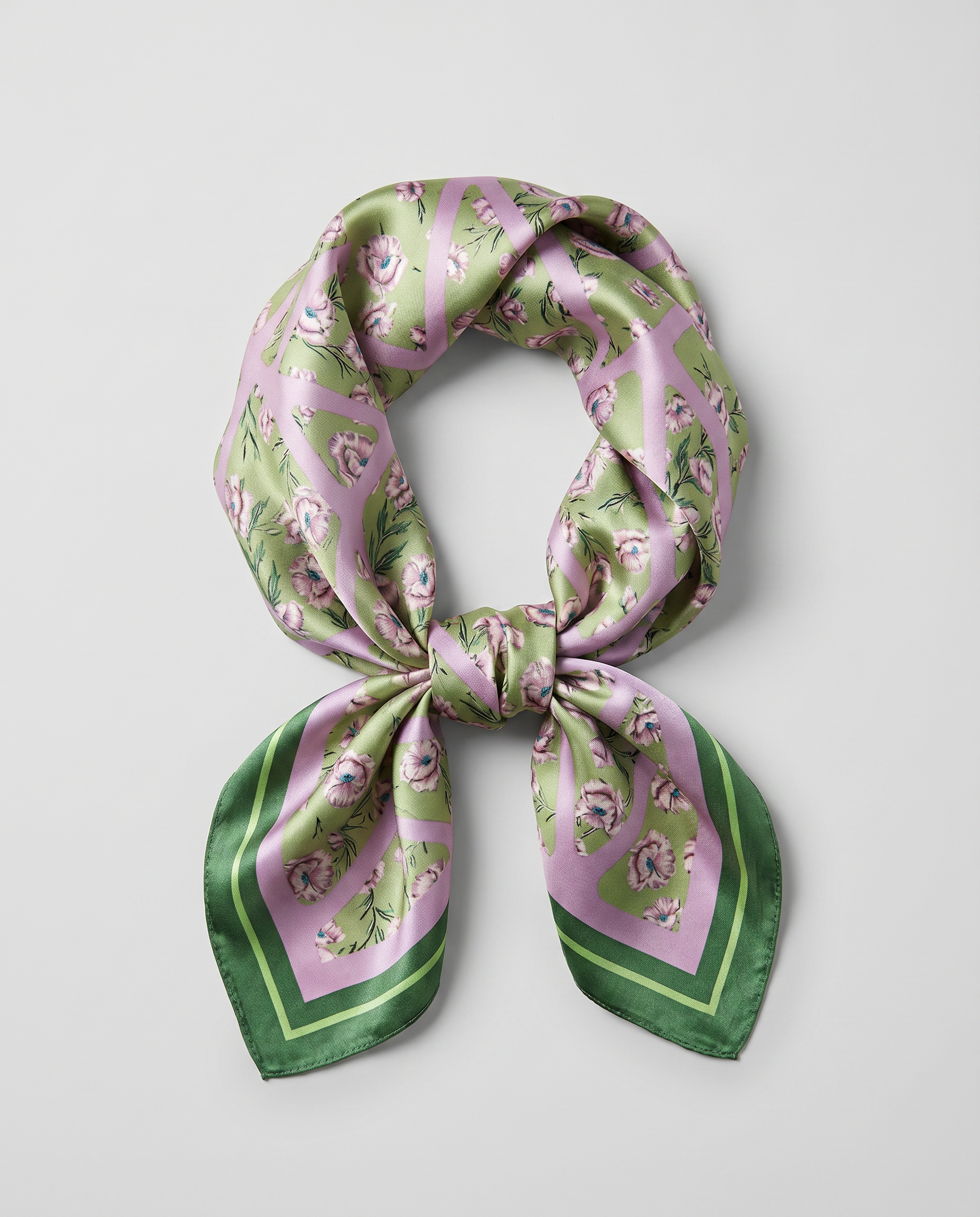 Floral Silk Neck Scarf for Women – Square Bandana Hair & Neck Scarf 70x70 cm