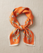 Orange Luxury Silk Neck Scarf for Women – 70x70 Elegant Square Satin Bandana