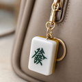Mahjong Tile Keychain – Green “Fa” Symbol (Lucky Wealth)