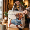 Dog Mom Tote Bag – Dachshund (Woven Canvas)