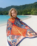 Luxury Silk Scarf – 180 x 90 Large Square Satin Wrap (Multicolor Print)
