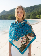 Silk Satin Scarf – 180x90 Peacock Print Large Square Shawl